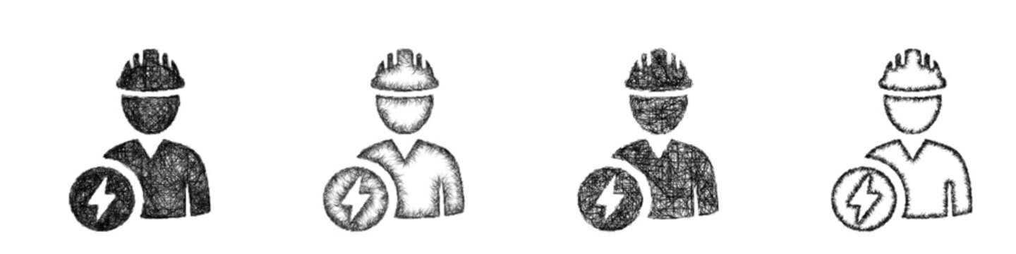 Sketch electrical engineer icon design set
