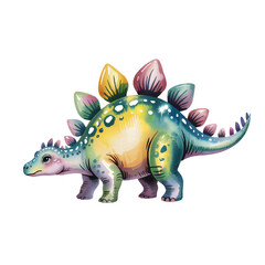 Fototapeta premium A vibrant stegosaurus with multicolored plates