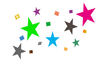 Obraz premium Étoiles colorées et confettis isolés sur fond transparent – décoration festive et célébration