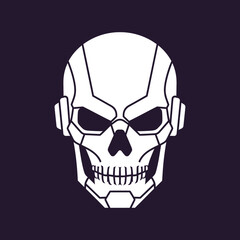 Digital illustration of a stylized skull with geometric design elements.