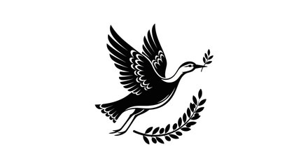 Obraz premium Flying dove with olive branch vector