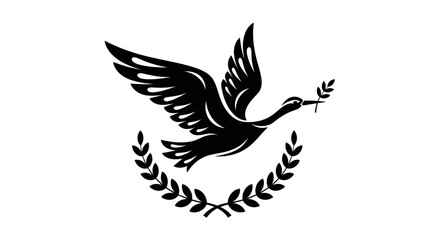 Obraz premium Flying dove with olive branch vector