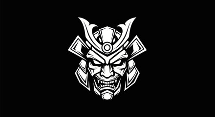 Naklejka premium Samurai warrior mask illustration