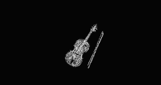 Sketch violin icon animation - smooth progressive reveal