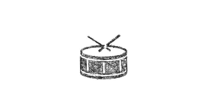 Sketch drum icon animation - smooth progressive reveal