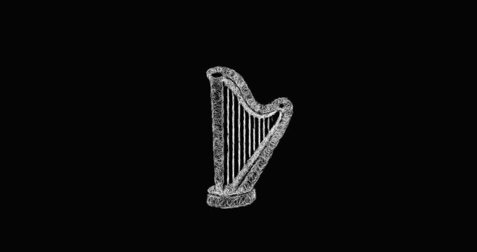 Sketch harp icon animation - smooth progressive reveal