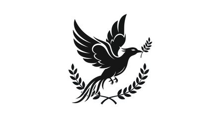Obraz premium Soaring bird with olive branch symbol