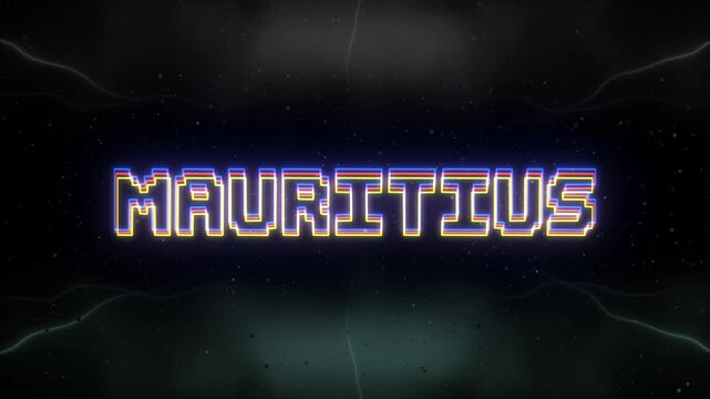 Mauritius Neon text with retro background