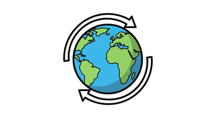 Fototapeta premium Global recycling symbol illustration featuring the Earth with circular arrows