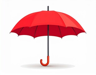 白背景に孤立した赤い傘