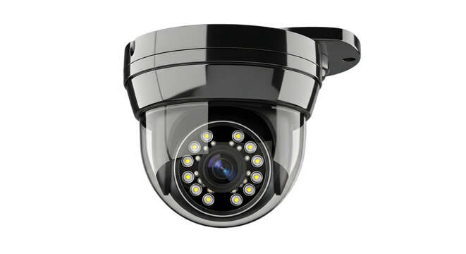 A sleek and modern security camera with infrared night vision capabilities
