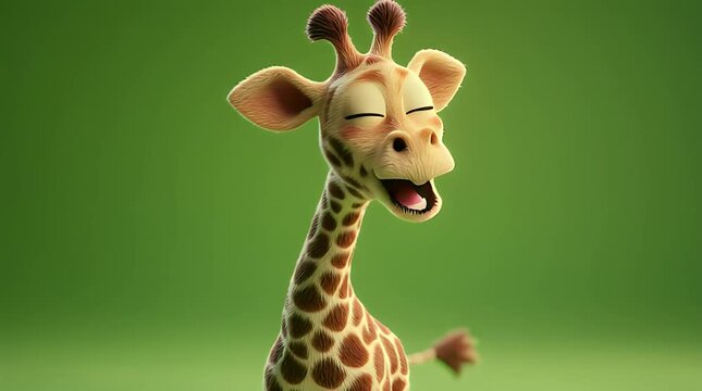Cute Cartoon Giraffe Character with Large Expressive Eyes