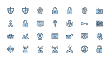 Obraz premium Security and technology icons set