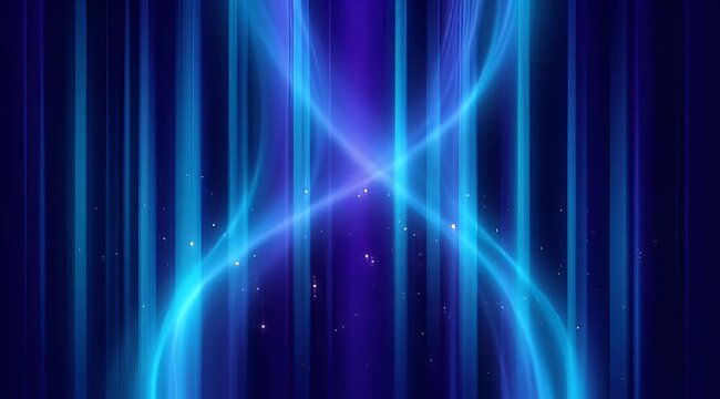 Abstract background featuring vertical stripes and intersecting curves of blue light