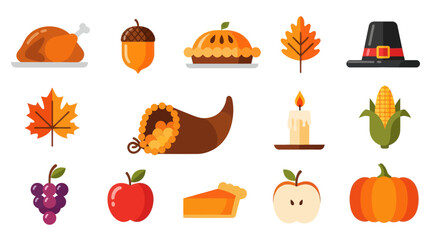 Thanksgiving day festive elements illustration © Ganesha