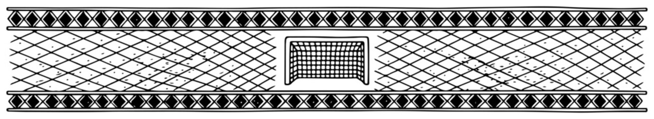 Decorative border frame with soccer goal net and geometric patterns © AnimalZOO