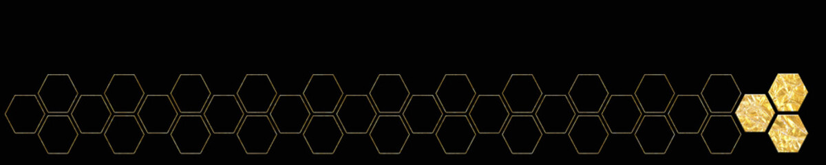 Obraz premium Border with Black, Gray and Gold Hexagons