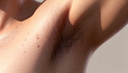 Fototapeta premium Close-up of human armpit with sweat droplets