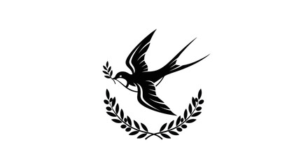 Obraz premium Flying bird symbol with olive branches