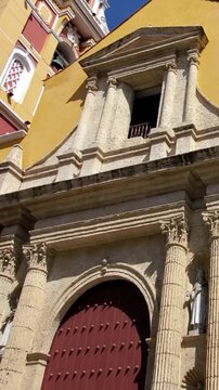 Famous colonial Cartagena Walled City, Cuidad Amurrallada, and its colorful buildings in historic city center, a designated UNESCO World Heritage Site