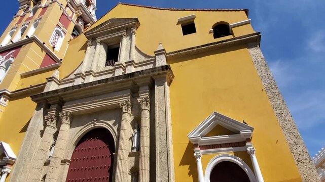 Famous colonial Cartagena Walled City, Cuidad Amurrallada, and its colorful buildings in historic city center, a designated UNESCO World Heritage Site