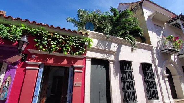 Famous colonial Cartagena Walled City, Cuidad Amurrallada, and its colorful buildings in historic city center, a designated UNESCO World Heritage Site