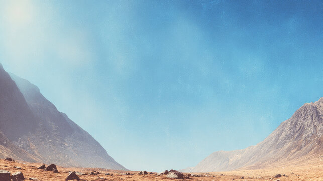 Majestic Mountains Under a Bright Blue Sky A Desert Landscape.