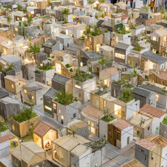 Obraz premium Miniature Cityscape A Detailed Model of Urban Living.
