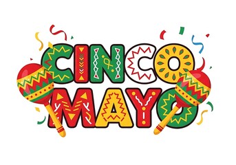 Vibrant Cinco Mayo celebration illustration with festive decorations and confetti