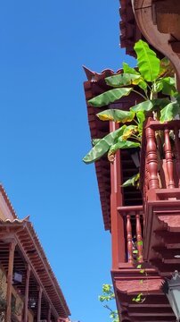 Famous colonial Cartagena Walled City, Cuidad Amurrallada, and its colorful buildings in historic city center, a designated UNESCO World Heritage Site