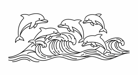 Dolphins Jumping Out of Waves