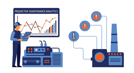 Vector illustration of predictive maintenance analytics