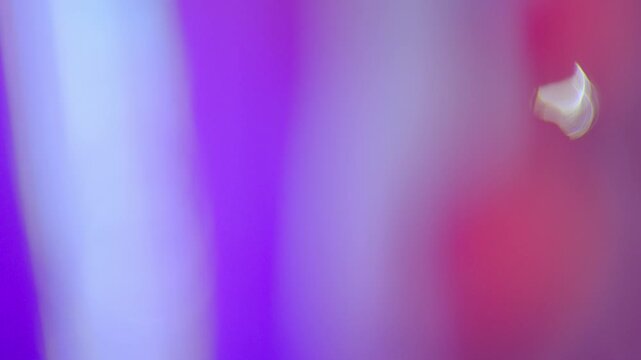 Vibrant hues blur into motion. Soft purple and pink swirls dance together. White droplet floats, catching light. No faces, no emotions. Ideal for abstract, dreamy, or digital aesthetic visuals