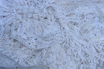 Gray white background of a piece of cloth curtain