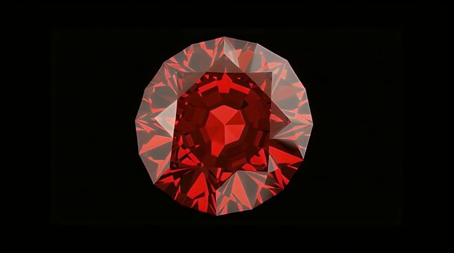 Magnificent digitally round brilliant cut red gemstone, possibly a ruby or garnet, radiating intense color and intricate facets, a symbol of luxury and preciousness, perfect for high-end design.