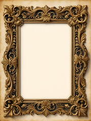 Ornate Renaissance frame background, luxurious and antique, intricate gilded carvings on aged parchment, copy space