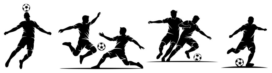 Set of silhouettes showing soccer players in action © Camel
