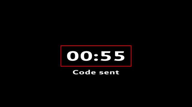 One minute timer countdown of code sent