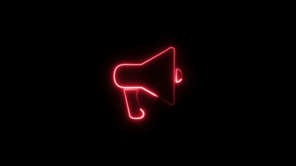 Neon pink megaphone glowing brightly with a sleek outline and handle on a dark Generate title without using the word "Title:" before it. background
