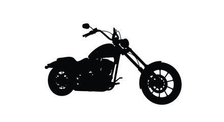 A striking black silhouette of a classic chopper motorcycle © MdGolam