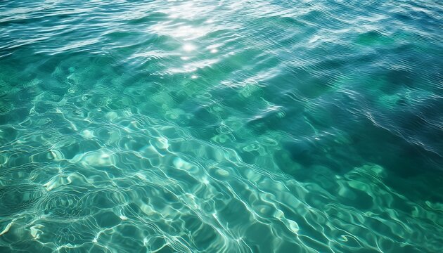 crystal clear turquoise water surface with light reflections and ripples abstract nature background water patterns copy space