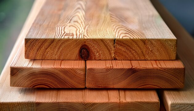 stacked unedged board of soft wood close up selective focus