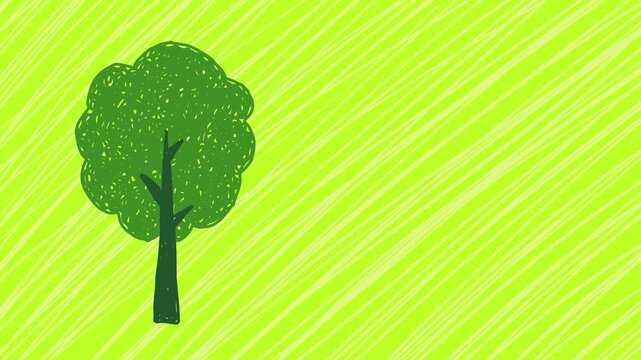 Wiggly hand-drawn green forest tree scribble background 