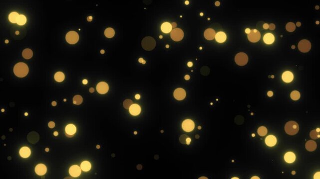 gold glitter dust bokeh background loop 4k video. gold sparkles particles stars black background video. colorful happy birthday celebration backgrounds concept. christmas glittering new year.