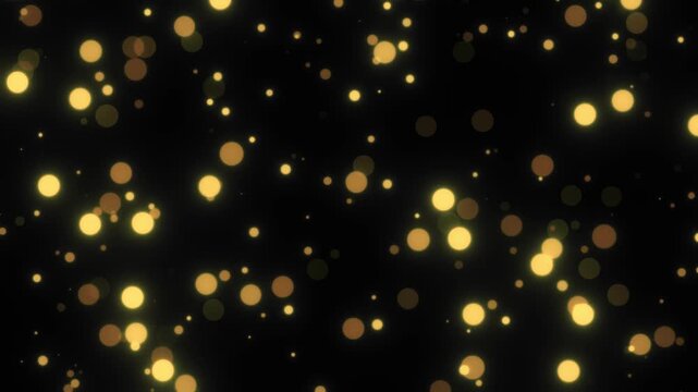 gold glitter dust bokeh background loop 4k video. gold sparkles particles stars black background video. colorful happy birthday celebration backgrounds concept. christmas glittering new year.