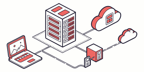 Network infrastructure connecting devices through servers and cloud storage © MDMamun Islam