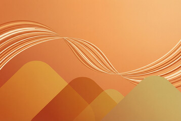 Fototapeta premium Abstract Orange Wave Background With Flowing Lines Over Minimalist Hills Landscape.