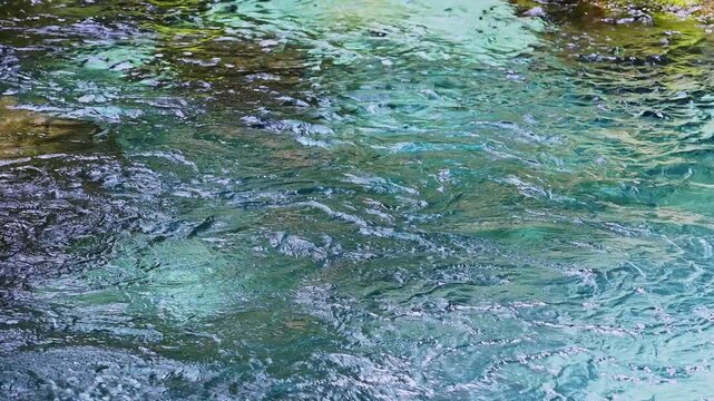 伏流水が流れる透明な川、光と水が織りなす美しいテクスチャ
「吸い込まれるような、青の記憶。名水が描く、透明なベール。」
熊本県菊池市(菊池渓谷)
A clear river flowing with underground water, with beautiful textures created by the interweaving of light and water.