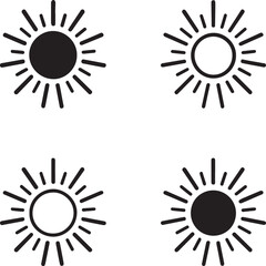 Isolated Radiant Sunburst Icon Design, Radiant Sunburst symbol, Radiant Sunburst illustration, bright solar vector solid black line on white background