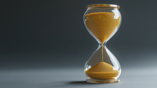 Timeless Measurement: An hourglass, with sand elegantly flowing through, symbolizes the passage of time and the fleeting nature of moments. 